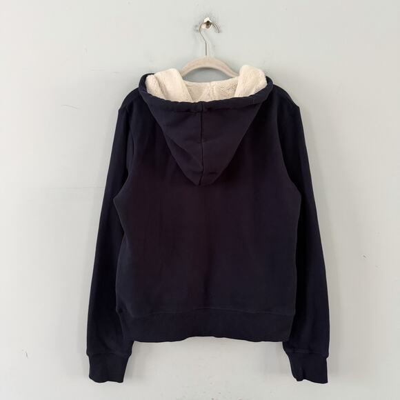 Superdry Luxe Metallic Logo Nautical Navy Hoodie Womens Sweatshirt - Picture 4 of 7